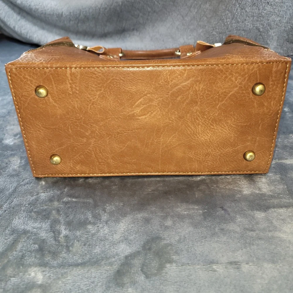Cobbler Legend Tan Leather Satchel Crossbody Bag‎ Expandable Work Tote Brown